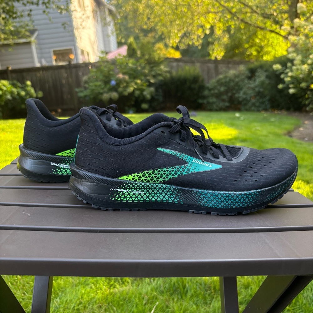 Brooks Hyperion Tempo Speed Running Shoes Black/Kayak Blue/Green Gecko Men’s 9
